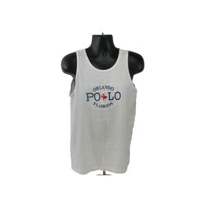 Alstyle Tank Top Mens M White Orlando‎ Florida Polo Embroidered T-shirt VTG USA